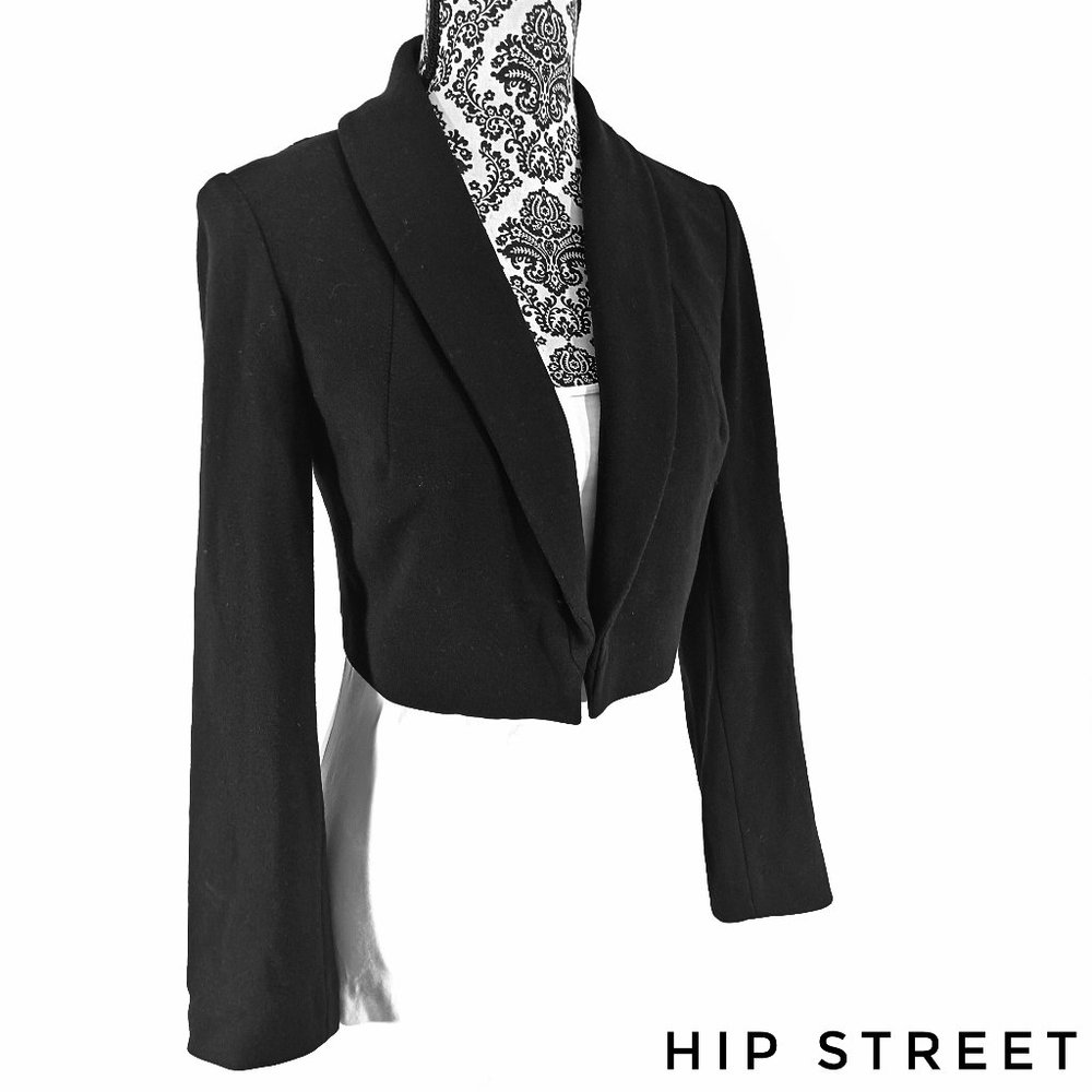 INC LS Shawl Collar Stretch Jersey Short Cropped Waiter Jacket M